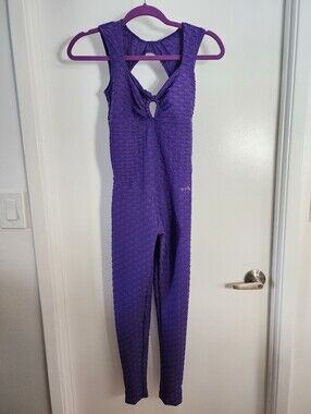 Purple Textured Sleeveless Jumpsuit Size S/M